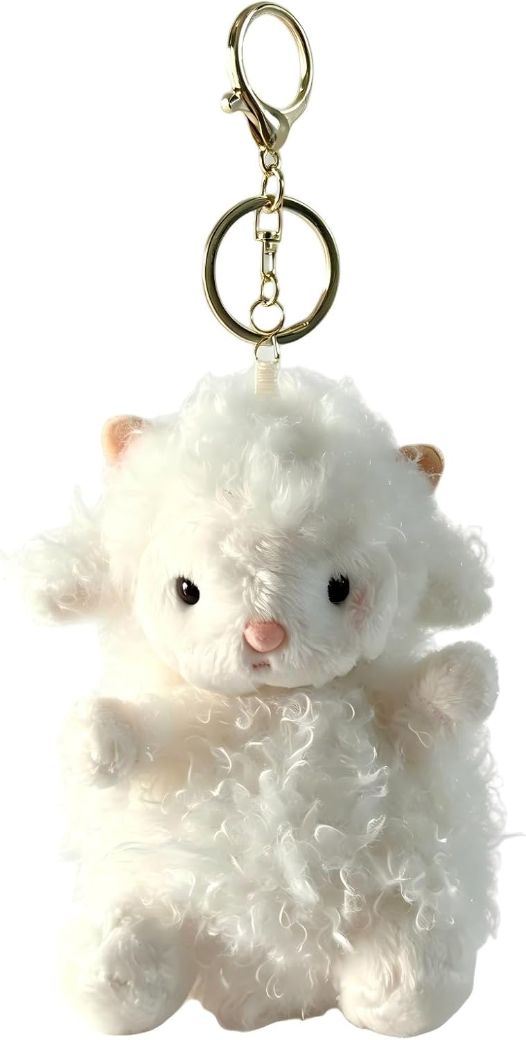 OROZCOR Cute Lamb Plush Keychain Soft Mini Lamb Stuffed Animal Keychain Bag Charm for Backpack Purse Car Keys Gift for Women