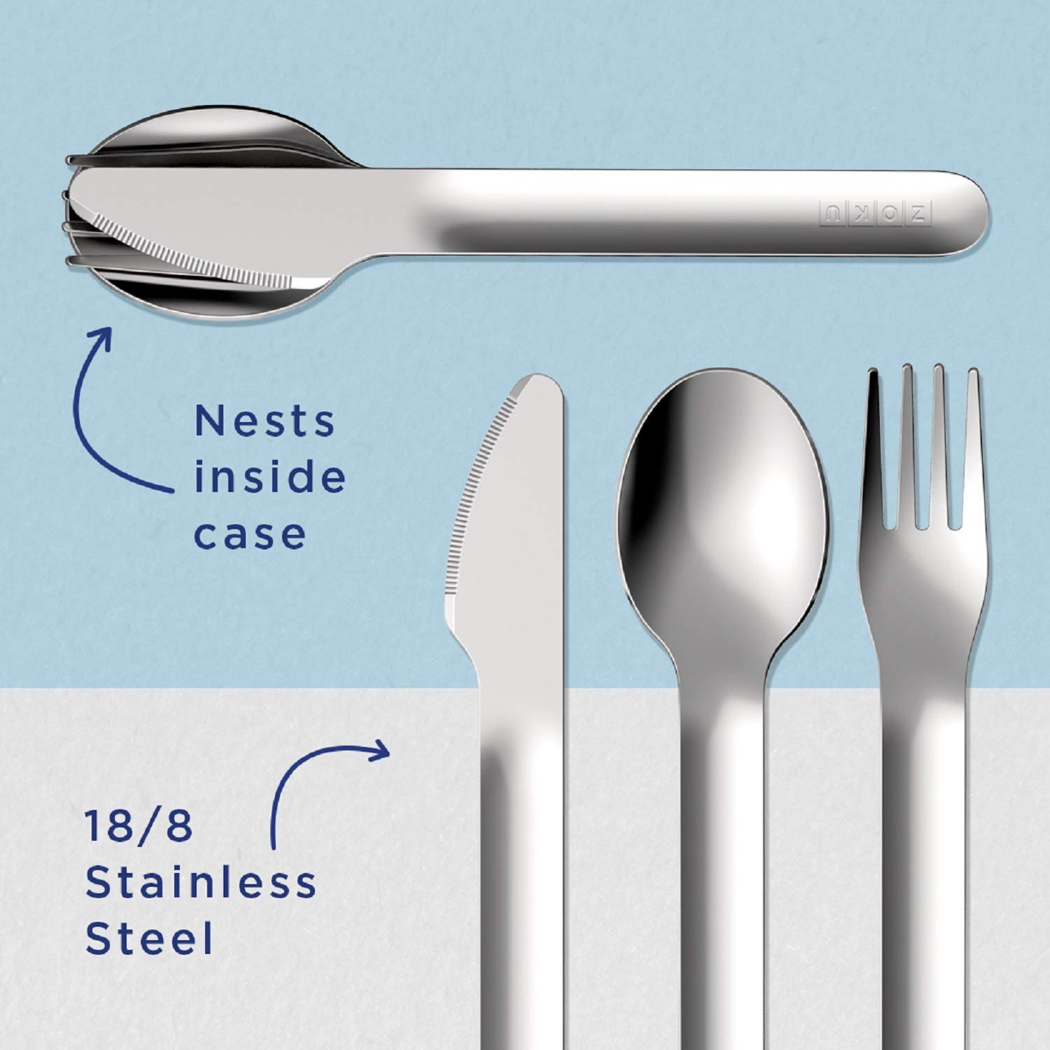Zoku Kids Stainless Steel Pocket Utensil Set of 3 - Unicorn | Fork, Knife, Spoon in Travel Case| Reusable, Portable Kids Cutlery Set Tableware for School, Picnics, Camping, Outdoor, Home 2