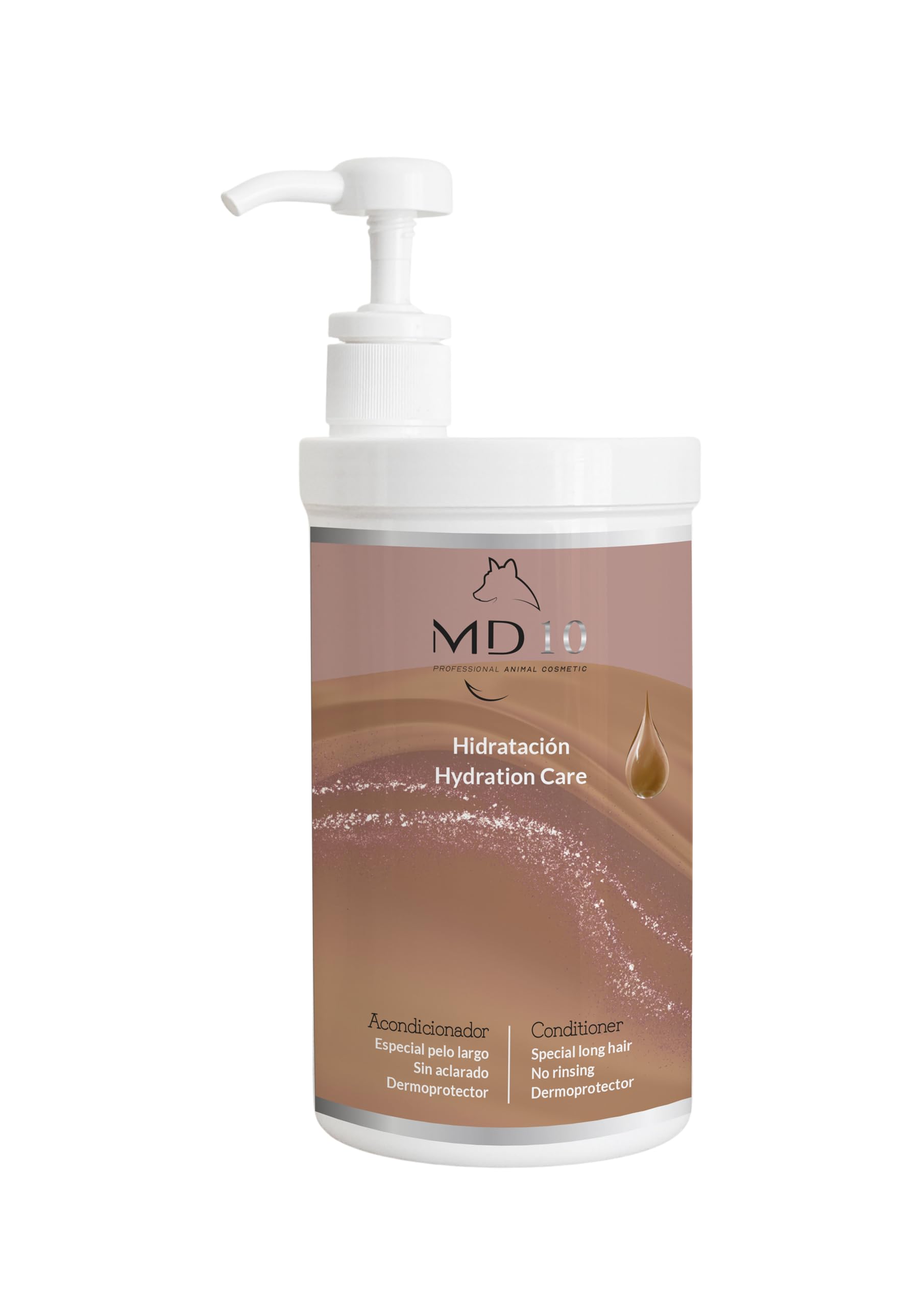 Acondicionador para Perros Hidratante - Efecto Caída Pelo Largo - Desenredante de Pelo para Perros con Glicerina Natural y Vitamina B7 - Facilita el Peinado - Sin Aclarado - 1 Litro - MD10 Collection