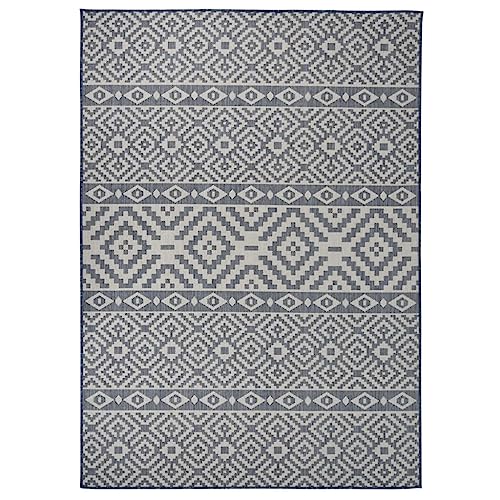 RAUGAJ Dekor, Teppiche, Outdoor-Teppich, Flachgewebe, 120 x 170 cm, blaue Streifen