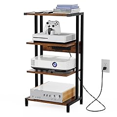 X-cosrack 4-Tier Wooden Corner Shelf AV Media Stand Component Cabinet Tower