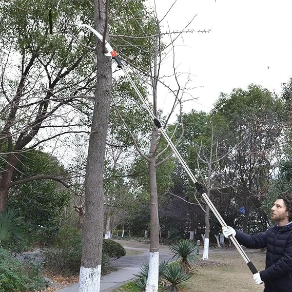 Image of Telescopic Tree Pruner Saw with Detachable Blade Long Reach Pole Saw for Tree Branch Cutting and Trimming Gardening Hand Tool