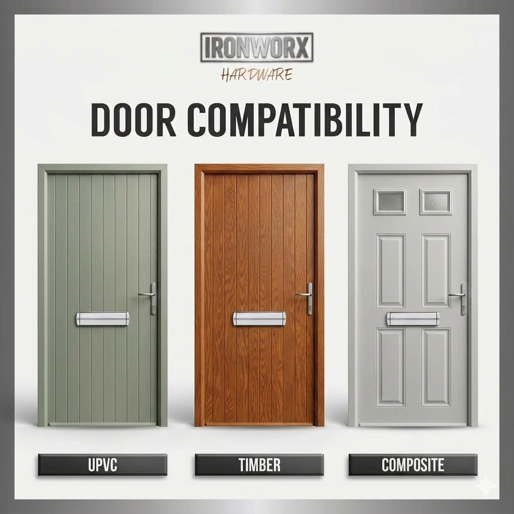 IRONWORX® Enigma - Buzón de 30,5 cm, con funda delgada, color gris antracita, totalmente sellado a la intemperie, apertura de 180°, diseño moderno ultraduradero, compatible con puertas de UPVC