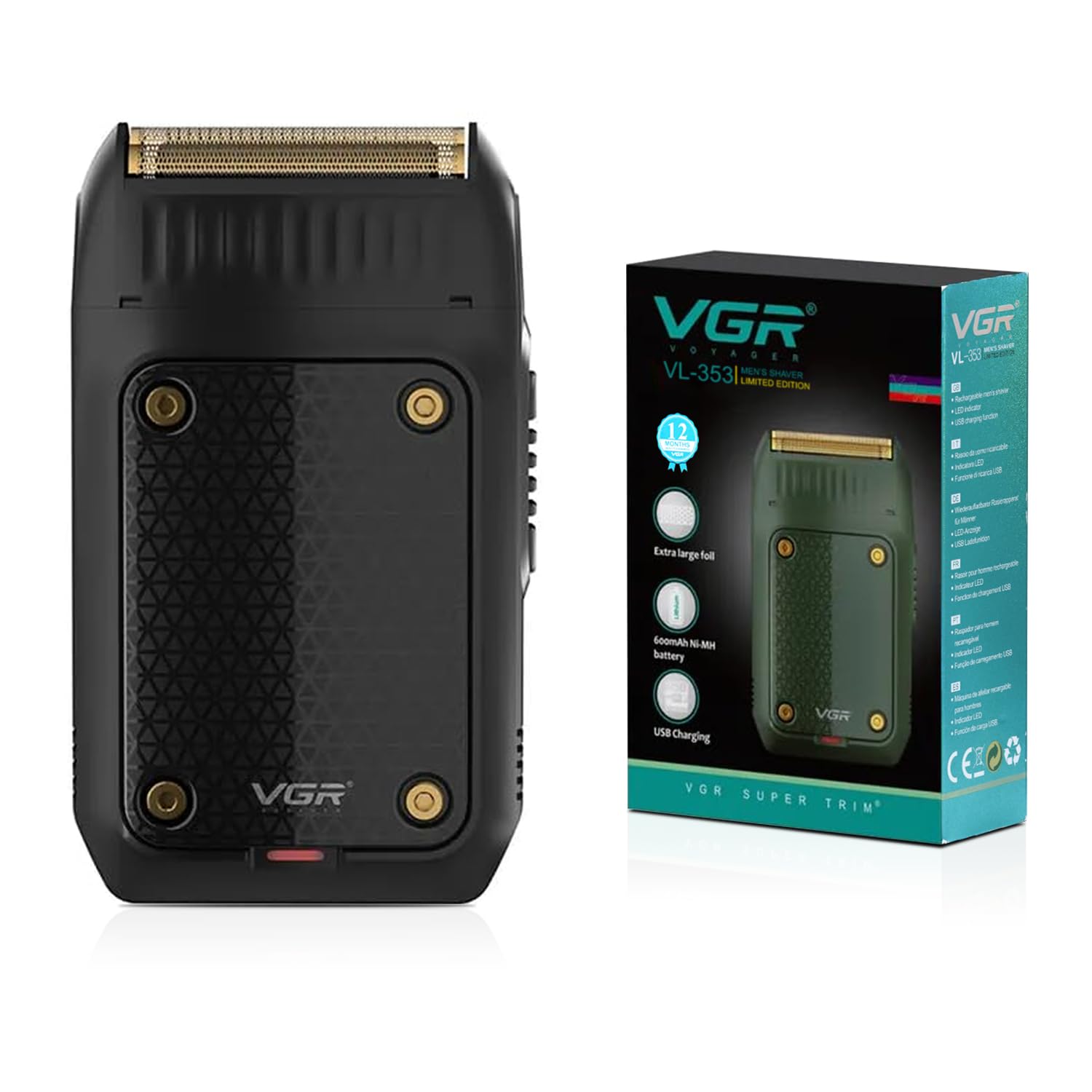 VGR VL-353 Limited Edition Professional Mens Shaver Rechargeable Shaver Runtime 100 minutes with USB Travel Shaver, Mens Electric Razor, Electric Shaver -1 year warranty (Black) (B0CKN5J9BC) Amazon Price History, Amazon Price Tracker