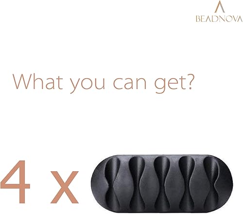 Miniatura 2 de BEADNOVA Organizador de cables, organizador de cables, clips para cables para gestión de escritorio, clips para escritorio de computadora (negro, 4