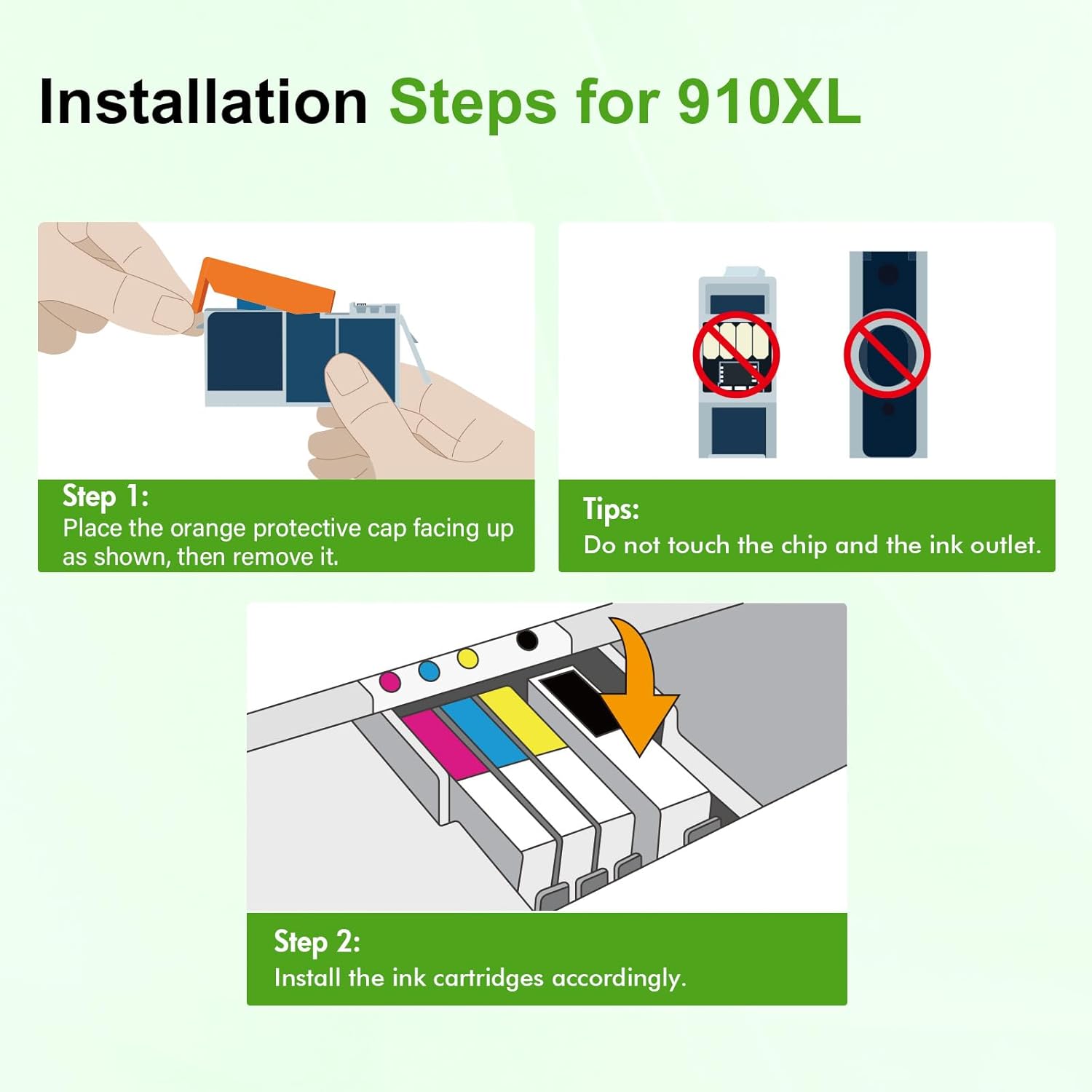 910 910XL 8015e Ink Cartridges for HP Printers OffceJet 8025e Ink 910 XL Black and Color Combo Pack for OfficeJet Pro 8015e 8025e 8020 8028e 8035e 8010 8034e 8020e 8025 8030 8028 8035 (4 Pack)