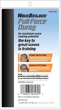 Wavebuilder Full Force V-Front Durag, Black, 2-Pack