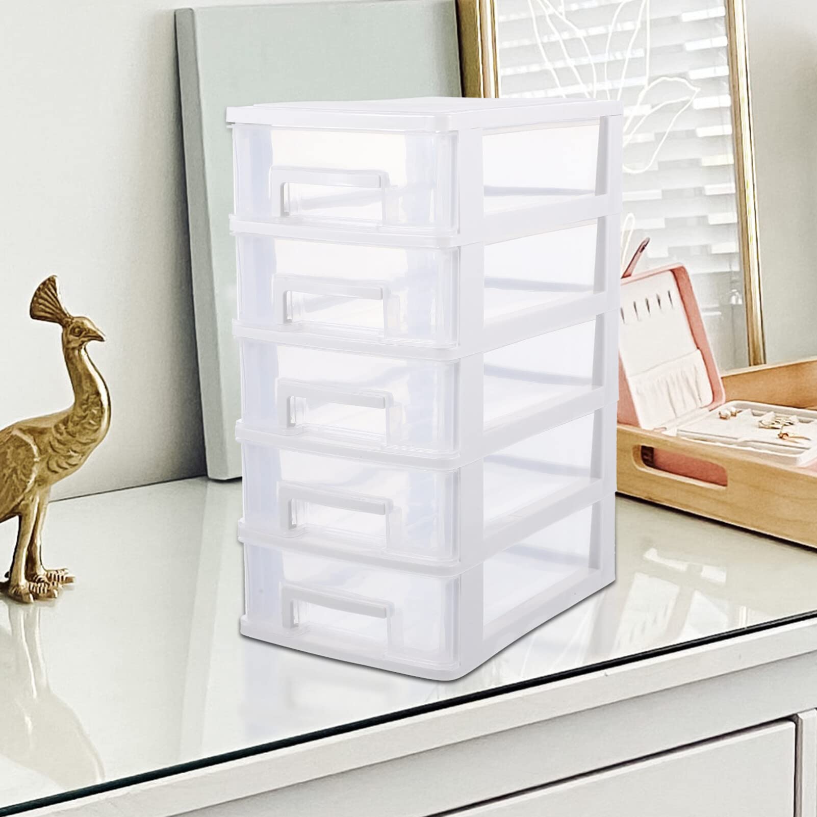 Alipis Organizzatore da Scrivania a Cassetti Multi-livello in Pp Bianco | Scatola da Tavolo per Soggiorno e Bagno, Stabile da Tenere, Facile da Pulire