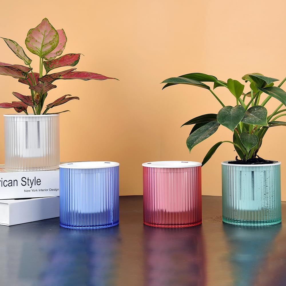 Gleevers House Warming Gifts for New Home | Gift Pack of 4 Self Watering Pots for Plants (11 cm, Multicolour) | Return Gifts for House Warming Ceremony | Gift for Mom | Plants not Included| (B0CS97NY6P) Amazon Price History, Amazon Price Tracker