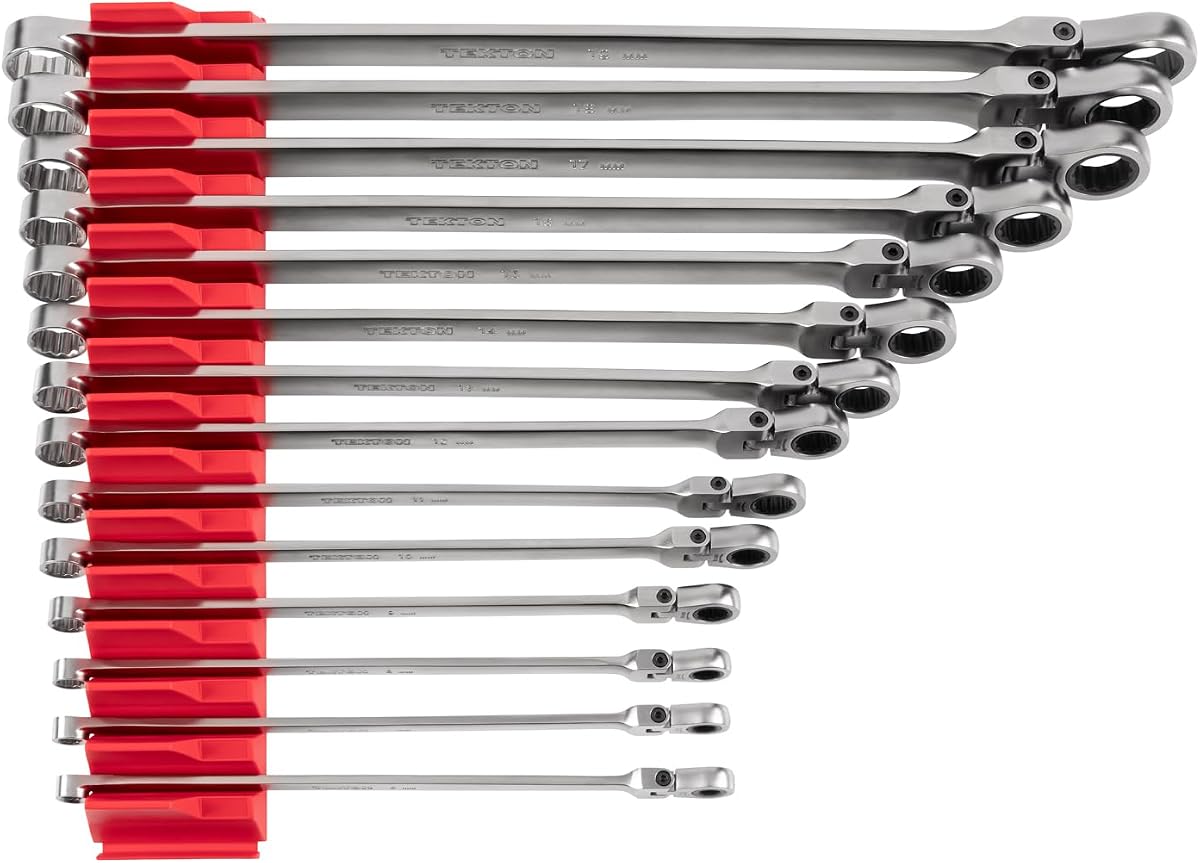 Juego de llaves de extremo de caja con trinquete de cabeza fija/flexible larga TEKTON | WRB95303
