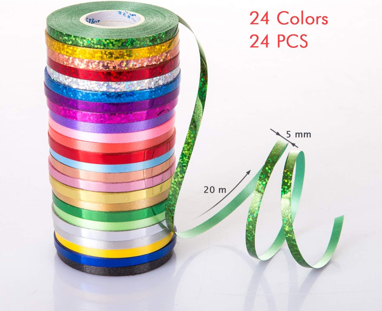 Naler 24 Rolls Curling Ribbon String Roll Gift Wrapping Ribbons for Party Art Crafts Florist Bows Gift Wrapping Wedding Decoration, 21.8 Yards Per Roll, Assorted Colors : Health & Household