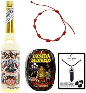 Florida Agua de Perú Original Pack con Jabón contra hechizo Mal de Ojo, Piedra Agata Negra y Pulsera Roja 7 Nudos .Murray Y LanMan. Amarilla.