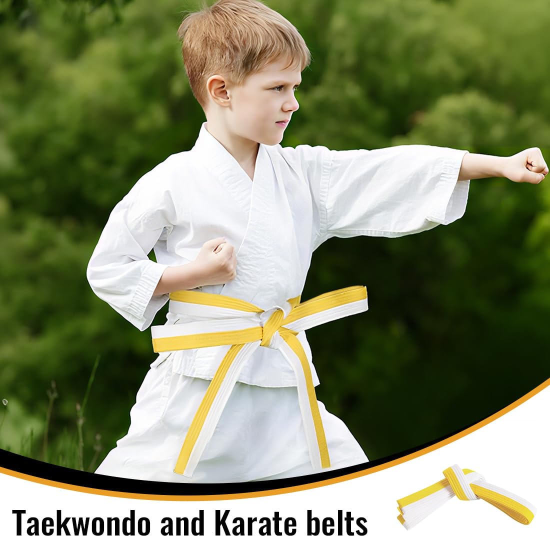 1 pcs Blanco amarillo Cinturón Taekwondo, Cinturón de Judo, Cinturón de Artes Marciales, Cinturones de Judo de Karate, Cinturón de Taekwondo Para Artes Marciales, Cinturón de Taekwondo, 160cm