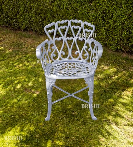 Image of BRISHI Cast Aluminium Garden Patio Seating Chair and Table Set for Balcony Outdoor Furniture with 1 Table and 2 Chair Set (Grey)