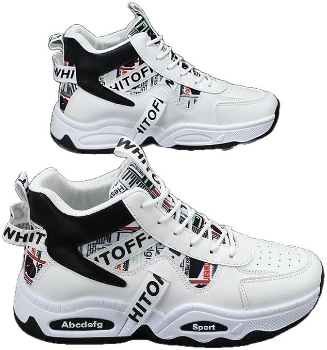 Mens Basketball Shoes Fashion Breathable Sneakers Anti Slip Sports Shoes for Running Walking Gym Workout Mid Top Sneakers