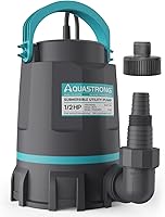 Aquastrong 1/2 HP Submersible Sump Pump - 3159 GPH Utility Water Pump for Pool, Pond, Basement Floods, 26ft Head, Thermoplastic