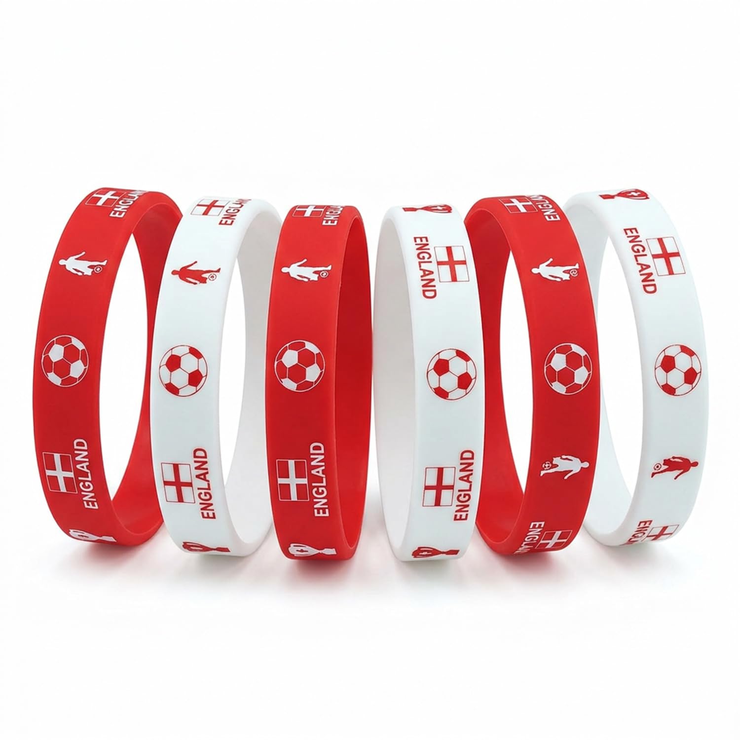 TASBER 20PCS World Cup Football 2026 England Bracelet Silicone Wristbands, Souvenir George Cross Rubber Bracelets for Football Fans, England Supporters Party Accessories & Sports Event Decorations