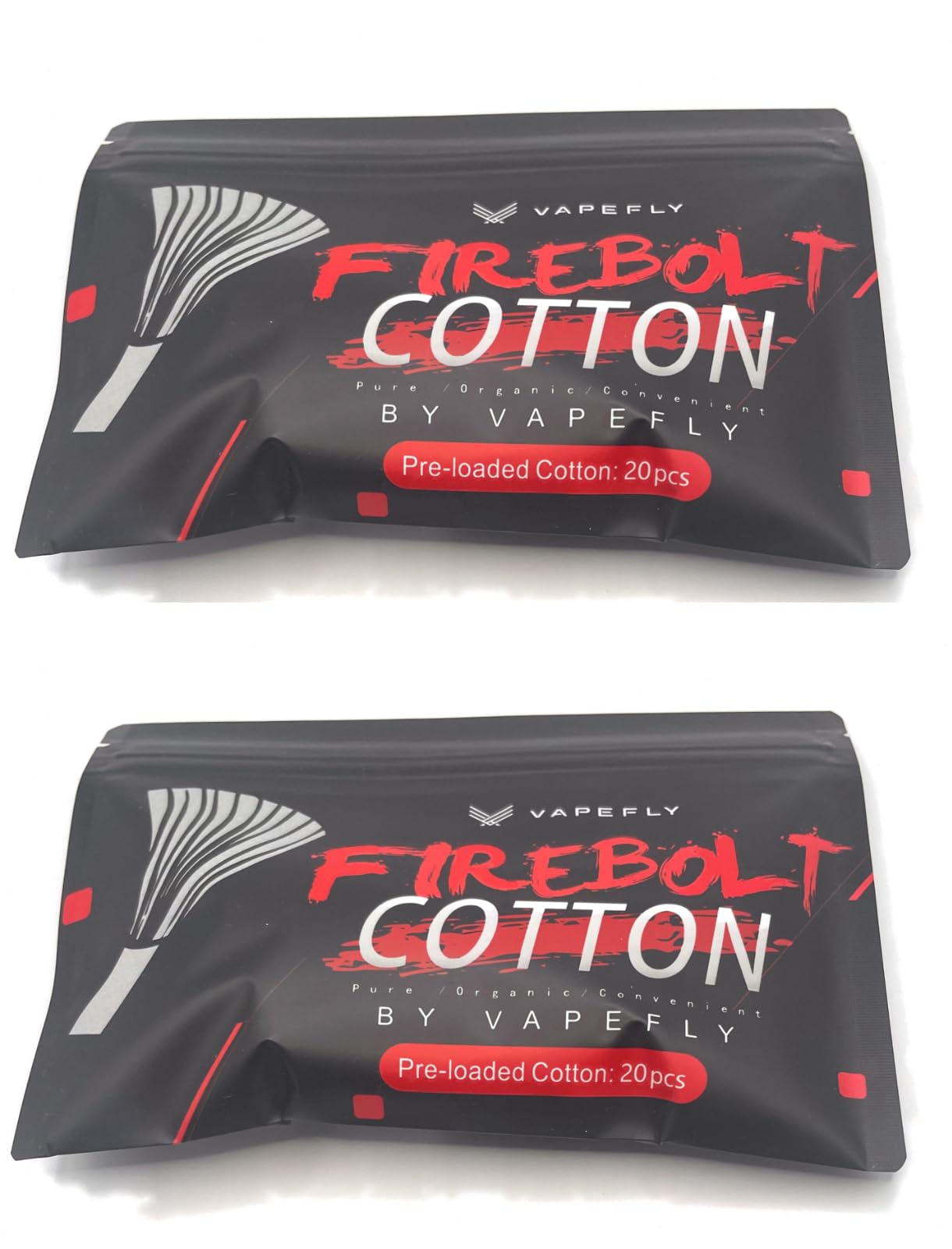 (40-Pack) Firebolt Pre-Loaded Vape Cotton Compatible with Vapefly RDA/RBA/RTA ETC