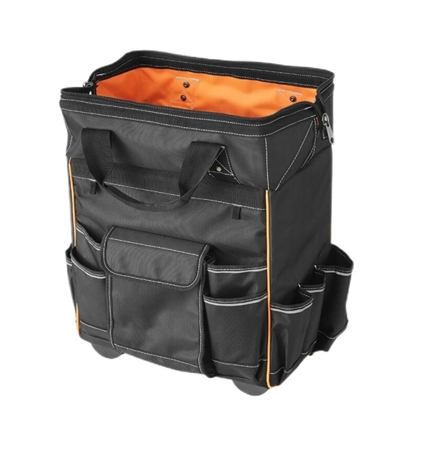 110 Lb Wheel Tool Torba na narzędzia 25 kieszeni na kółkach z teleskopowym uchwytem Organizer do toreb na narzędzia dla mechaników, 15 cali, Taglia unica