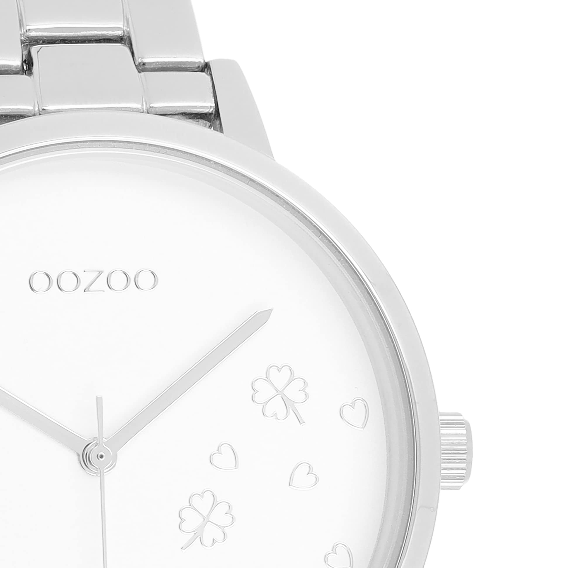 Oozoo Timepieces, orologio da donna con cinturino in acciaio inox, orologio di alta qualità per donne, elegante orologio analogico da donna, rotondo, argento/bianco, groß, Bracciale