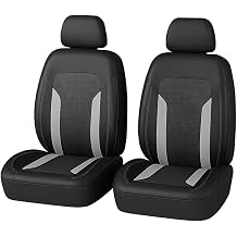 Car Seat Covers, Breathable Split Anti-Slip Vehicle Front Seat Protector with Removable Headrest Guard, Automotive Interior Chair Protective Covers, Universal for SUV Automobile Truck Gray