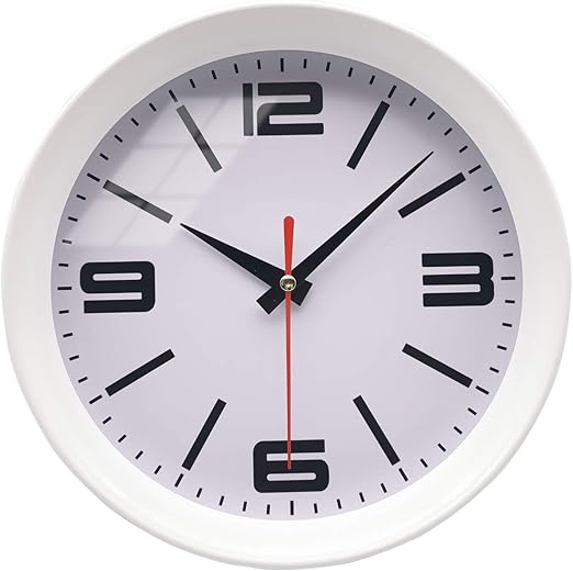 OuYun 8‘’ Silent White Wall Clock Battery Operated Easy to