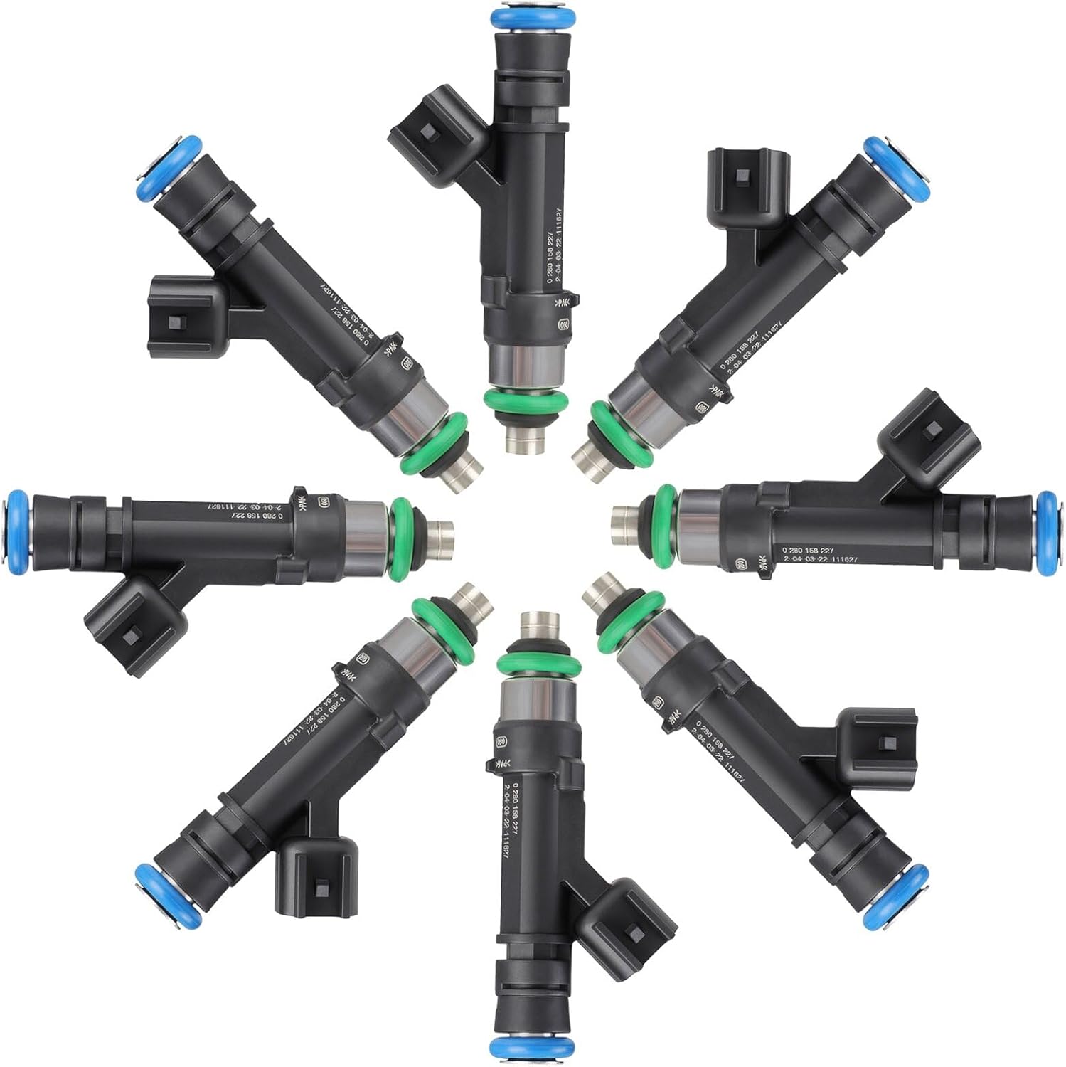 FJ1132 Injector ANGLEWIDE Fuel Injectors Compatible with Ford F-150 2014 3.7L,F-150 2011-2017 5.0L,Mustang 2011-2016 5.0L,Mustang 2015-2016 5.2L Replace for BR3Z9F593A Set of 8 Fuel Injector Set