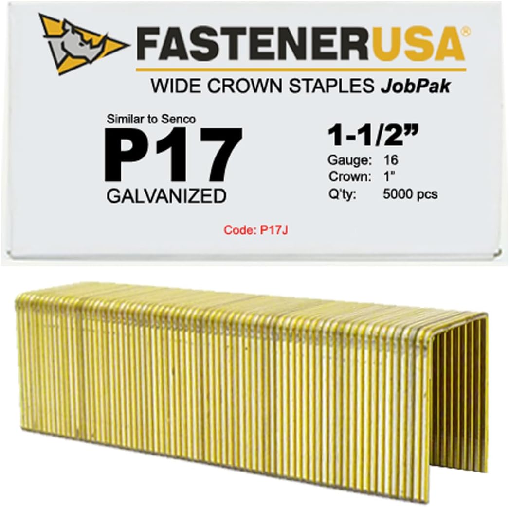 1-1/2" Leg x 1" Crown 16GA GALV P17 Staples 5,000ct