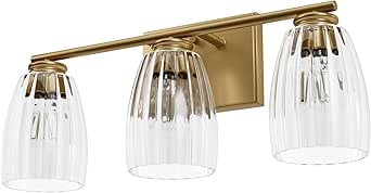 Hunter - Rossmoor 3-Light Luxe Gold, Medium Size Vanity Light, Dimmable, Formal Style, Bell Shaped, for Bedrooms, Kitchens, Foyers, Bathrooms - 13204