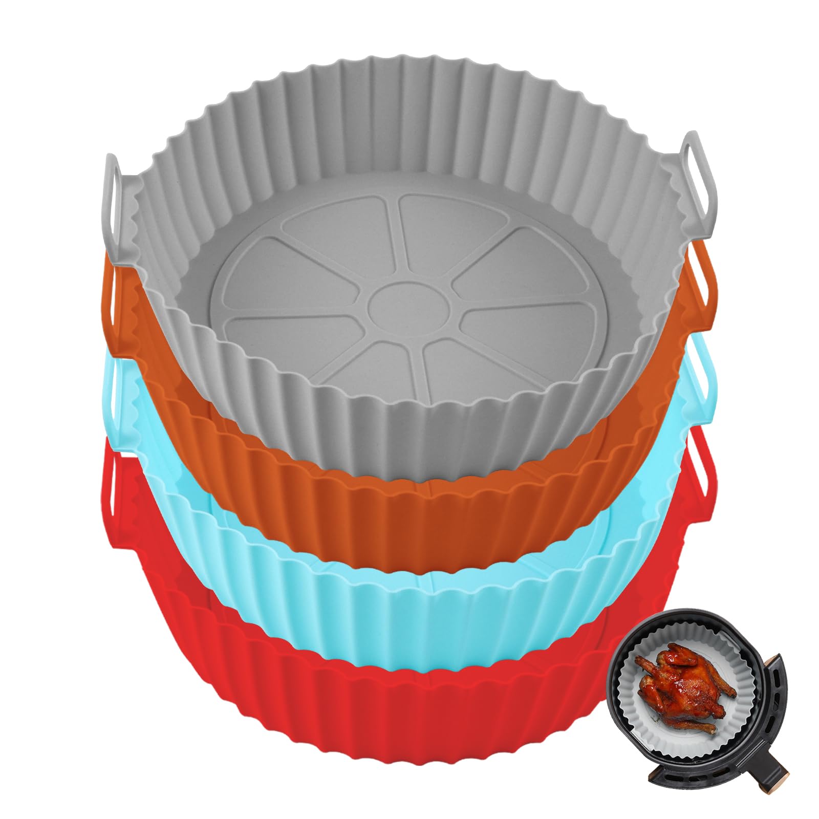 Air Fryer Liners - 4 Pack Reusable Silicone -1