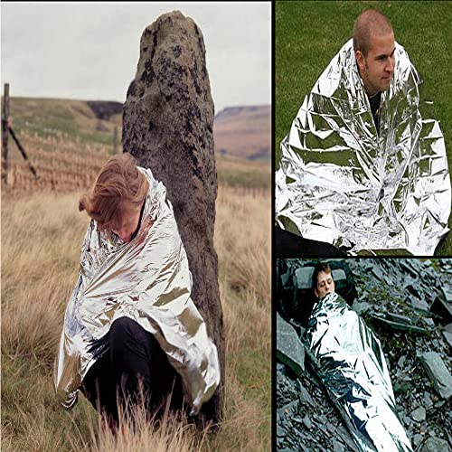 Image of Crisonky Emergency Mylar Thermal Blankets, Designed for Outdoors, Survival Reflective Thermal First Aid Foil Blanket(12-Packs)