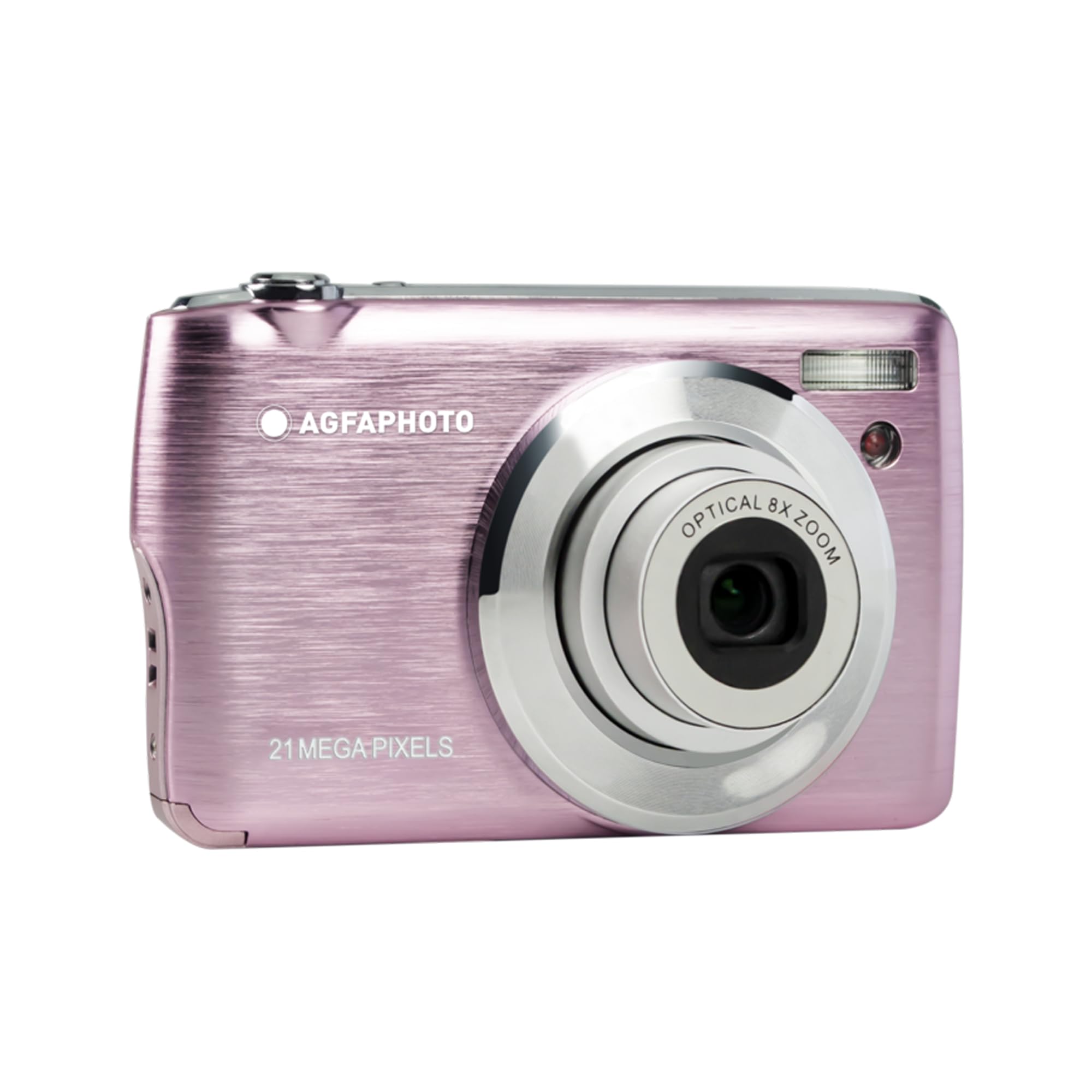 AgfaPhoto - Cámara Compacta Digital 21MP - Realishot DC8200 - Vídeo Full HD 1080p - Zoom Óptico 8X - Pantalla LCD 2,7" - Incluye Batería, Tarjeta SD 16 GB, Funda - Rosa