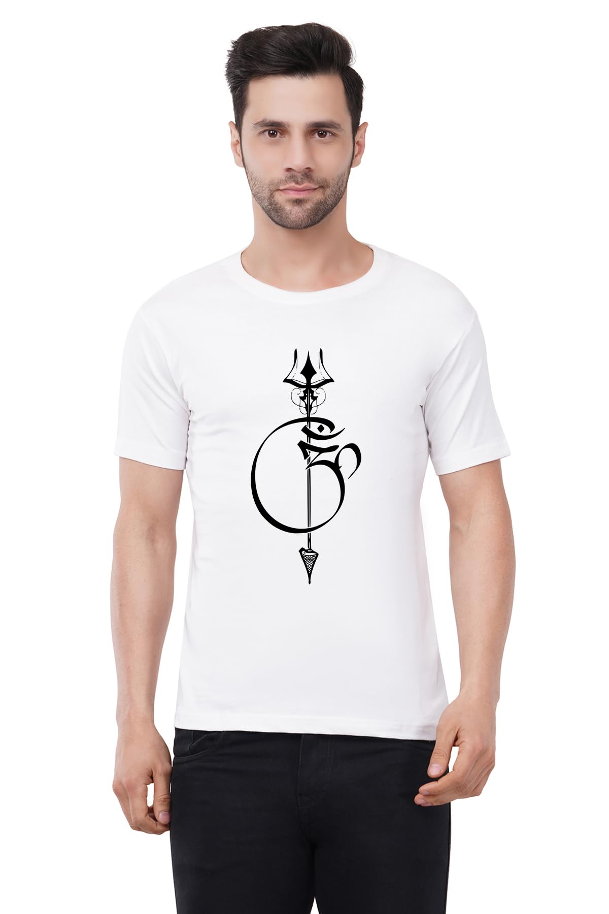 caseria Men's Cotton Printed T-Shirt -Om Om Shiva | 100% Cotton | Half Sleeves | Regular Fit | Printed | Round Neck | Graphic T Shirt-picture-17