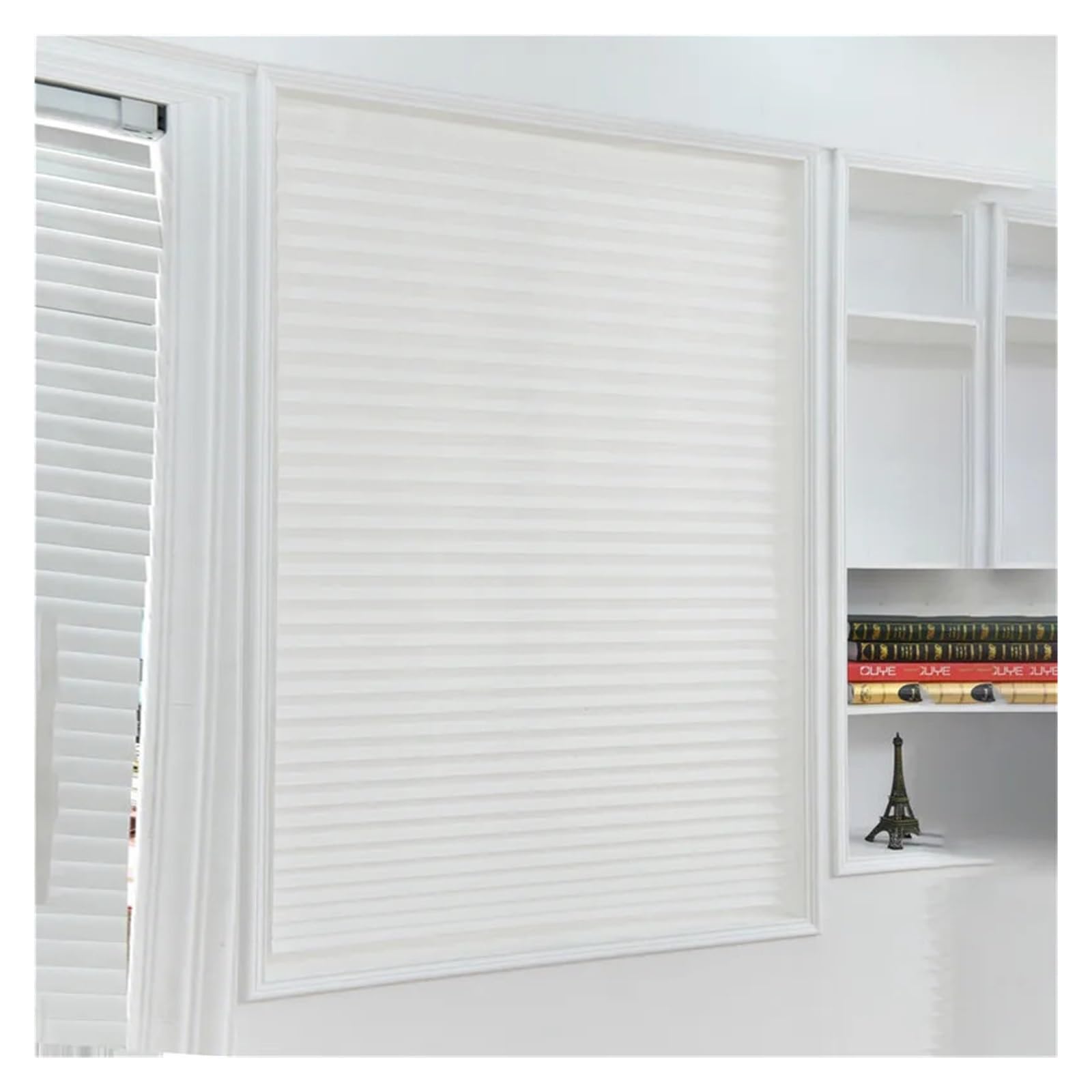 Temporary Blinds Non-Woven Shading Pleated Blinds Self-Adhesive Living Room Semi-Shading Curtains Kitchen(White,90x150cm)