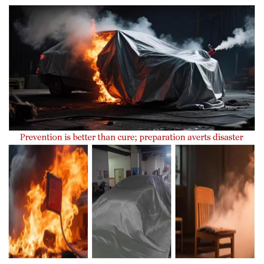 Manta ignífuga para emergencias de vehículos, fibra de vidrio recubierta de silicona, resistente al calor, extingue incendios eléctricos y de combustible