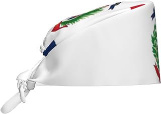 Breathable Work Hat Dominican Republic Prints for Chef, Nursing, Spa, Facial Care, Fitness Black