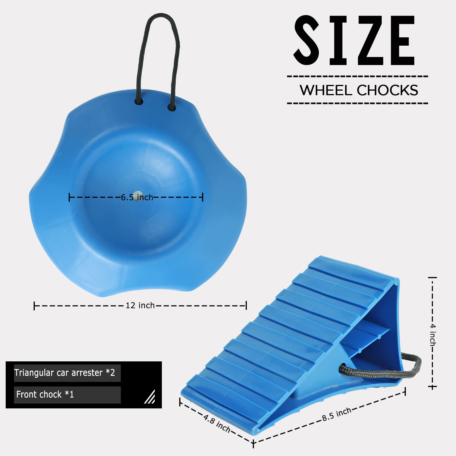 2 Trailer Wheel Chocks and Wheel Dock Kit, RV Wheel Chock (with Rope) and Trailer Wheel Dock Chock for Boat, Trailer and Camper