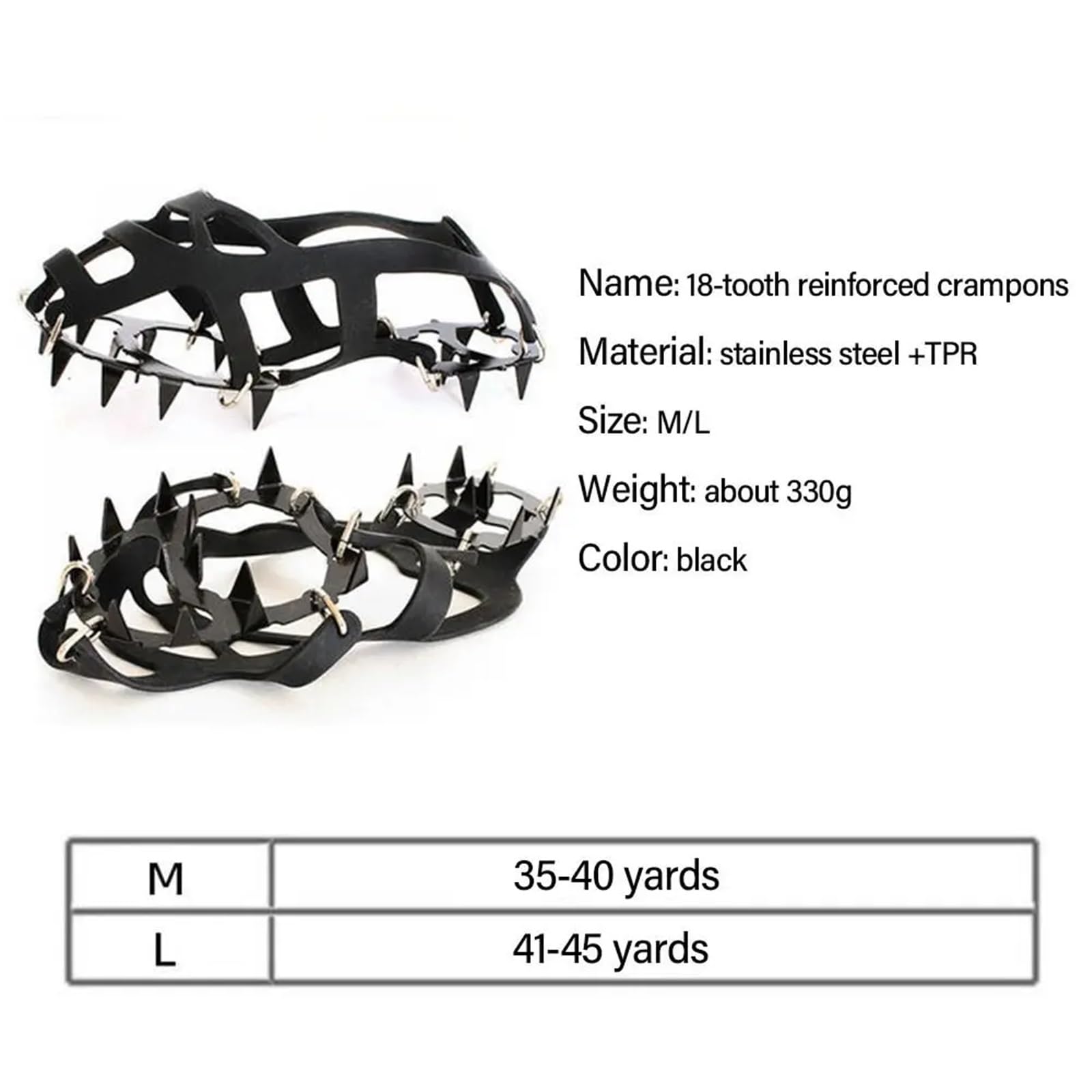 Anti-Rutsch-Spikes 18-Zähne-Überschuhe, Praktische Schuhüberzüge, Spikes, Steigeisen, rutschfest, Kletterschutz