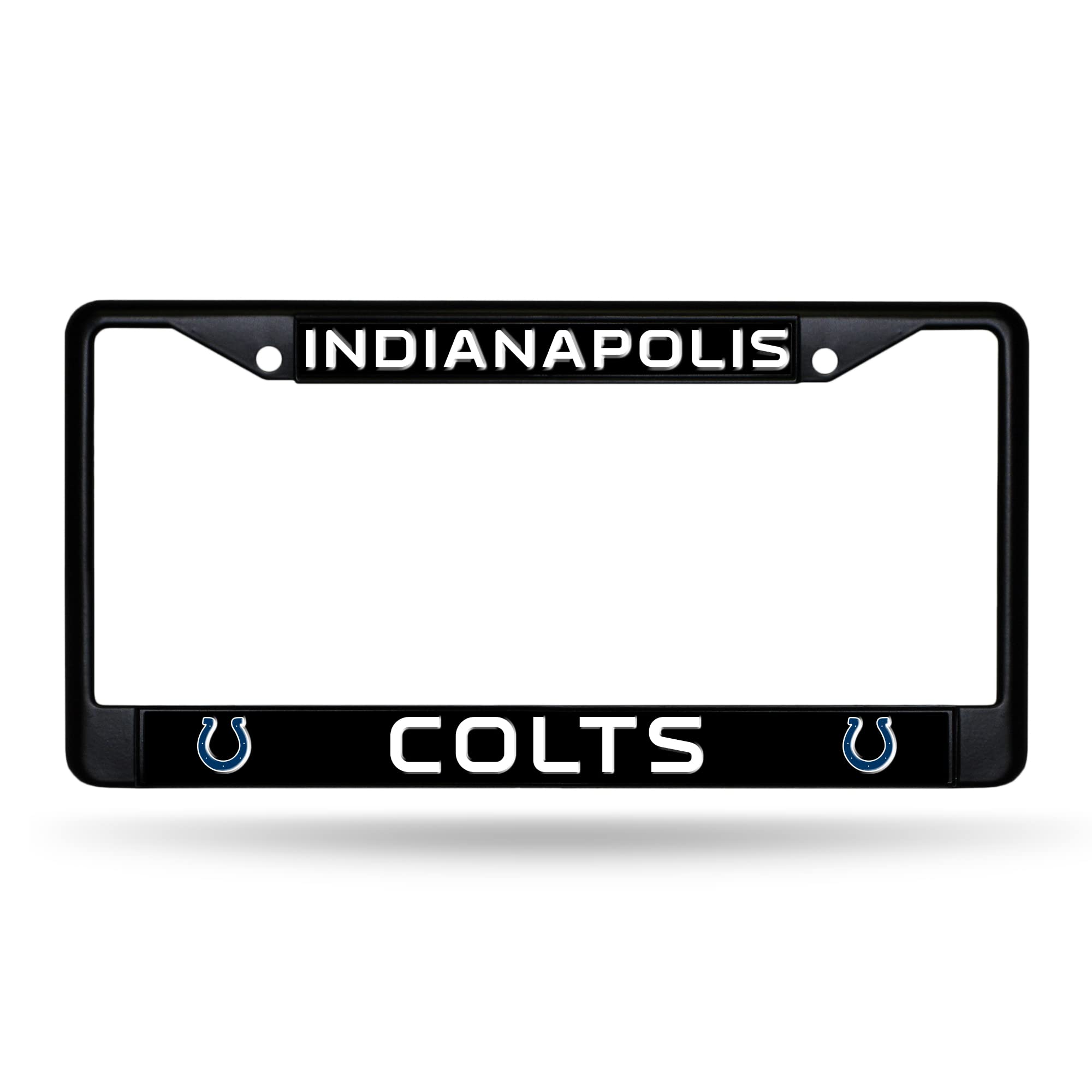 Rico Industries NFL Football Primary Black Chrome Frame with Plastic Inserts 12" x 6" Car/Truck Auto Accessory
