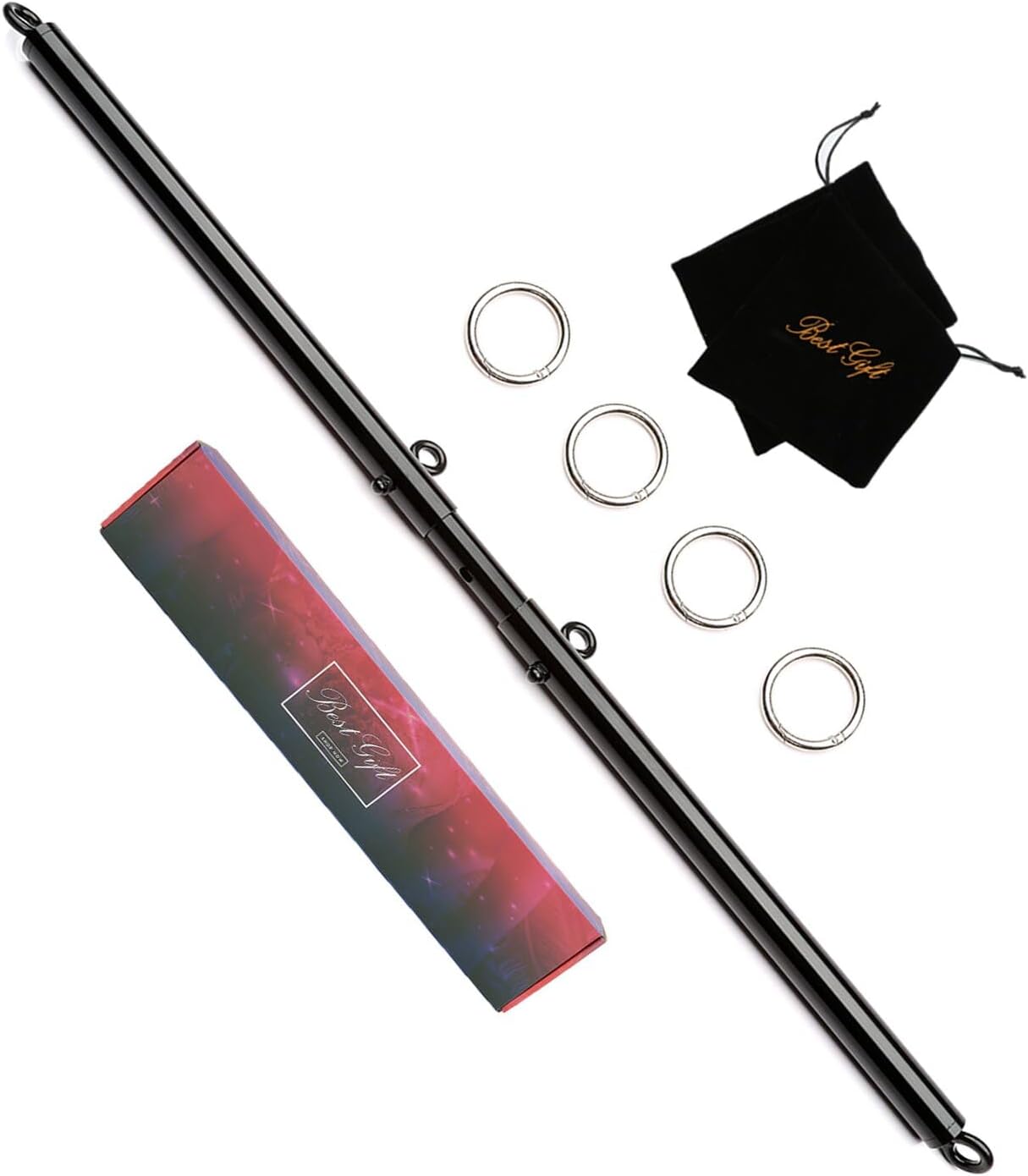 Spreader Bar 3 in 1, Workout Exercise Bar, Fitness Gear Bar Set, Adjustable Sports Aid Training Fitness Bar Kit, Portable Workout Bar, Home Yoga Gym Kit with Fur Flocking Storage Bag