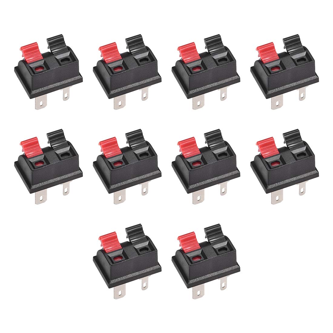 uxcell 2 Way Spring Speaker Terminal Clip Push Release Connector Cable Terminals Strip Block WP2-203 10Pcs