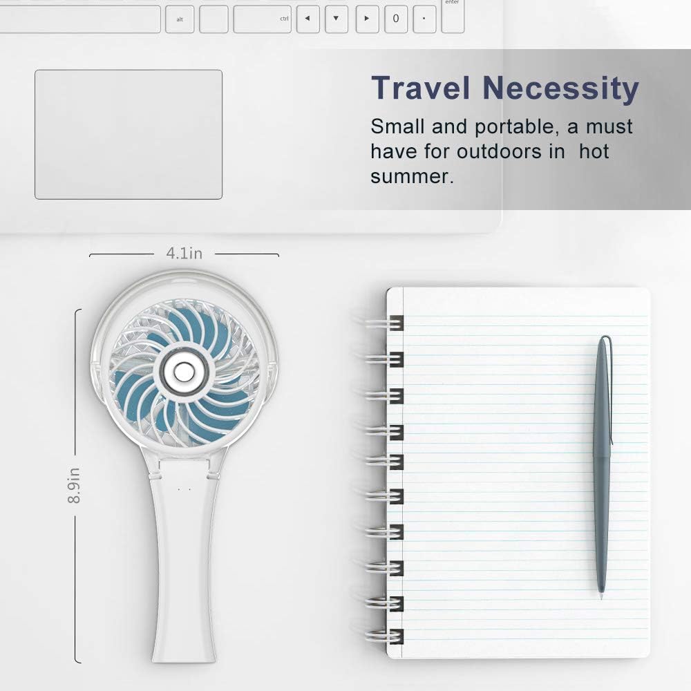 HandFan Portable Misting Fan, Handheld Mister Fan with 7 Colorful Nightlight,USB Rechargeable Personal Mist Fan, Battery Operated Spray Water Fan, for Travel, Outdoors, Hiking, Camping(White) : Home & Kitchen