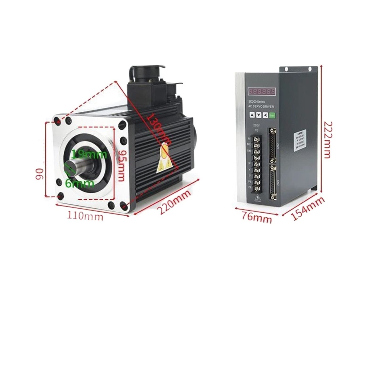 110/1,8 kW/3000 bis 6N Permanentmagnet AC Synchroner Servo -Motorfahrersatz
