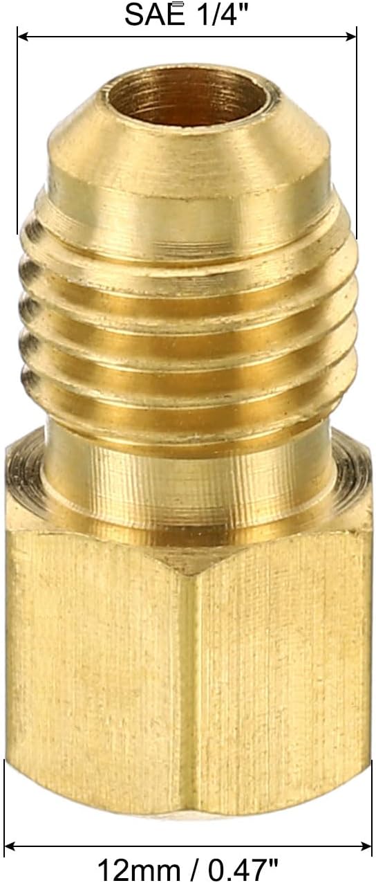 Male 1/4" Brass Seal Plug, 3 Pack SAE Flare Tube Fitting 45 Degree Hex Pipe Fittings for Air Conditioner Refrigeration