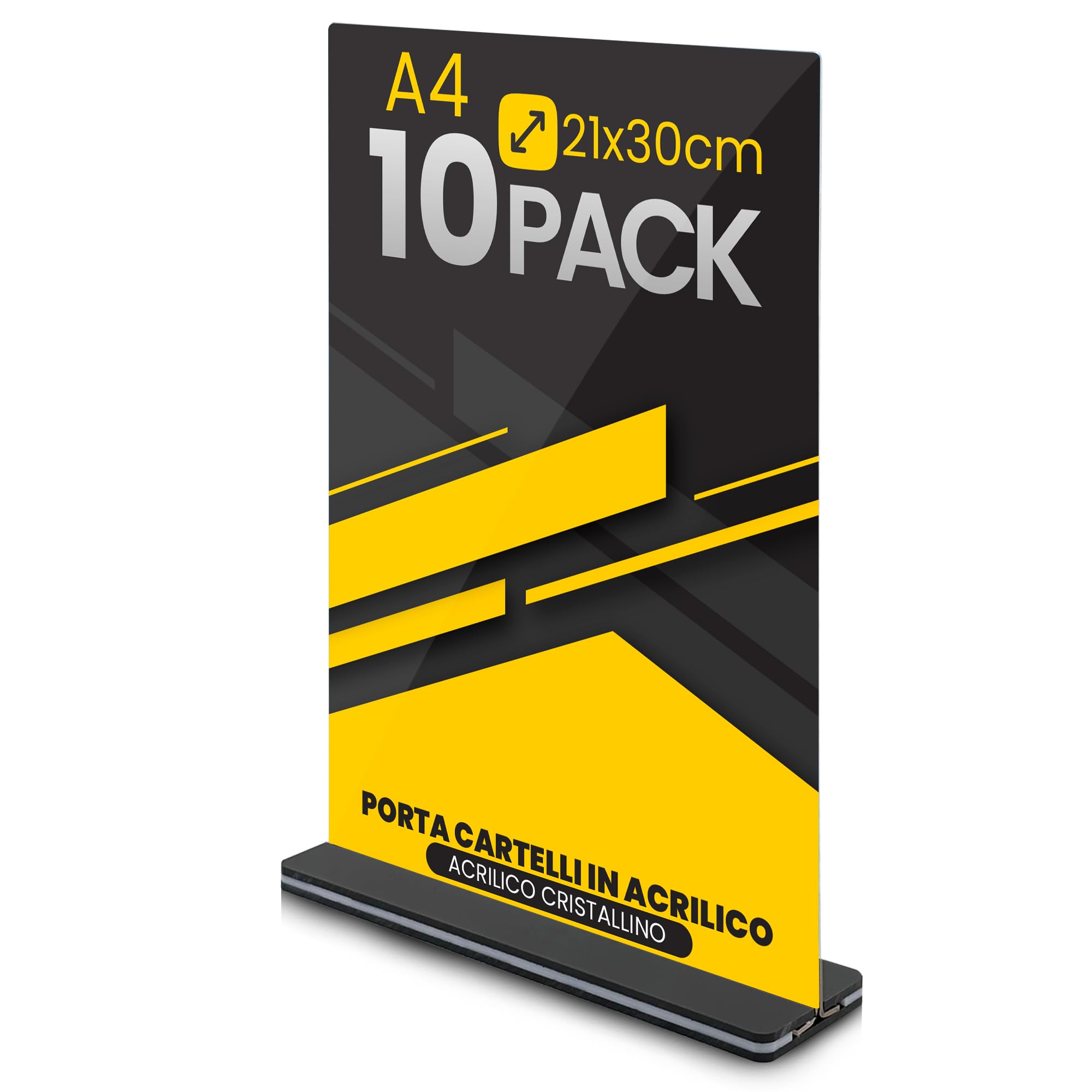GOYAPRINT Portacartello in Acrilico A4 Pack 10 per Menu e Pubblicità - Espositore Trasparente da Tavolo per Cartelli, Brochure e Volantini - Porta Menu per Ristoranti, Uffici, Hotel ed Eventi (10, A4)