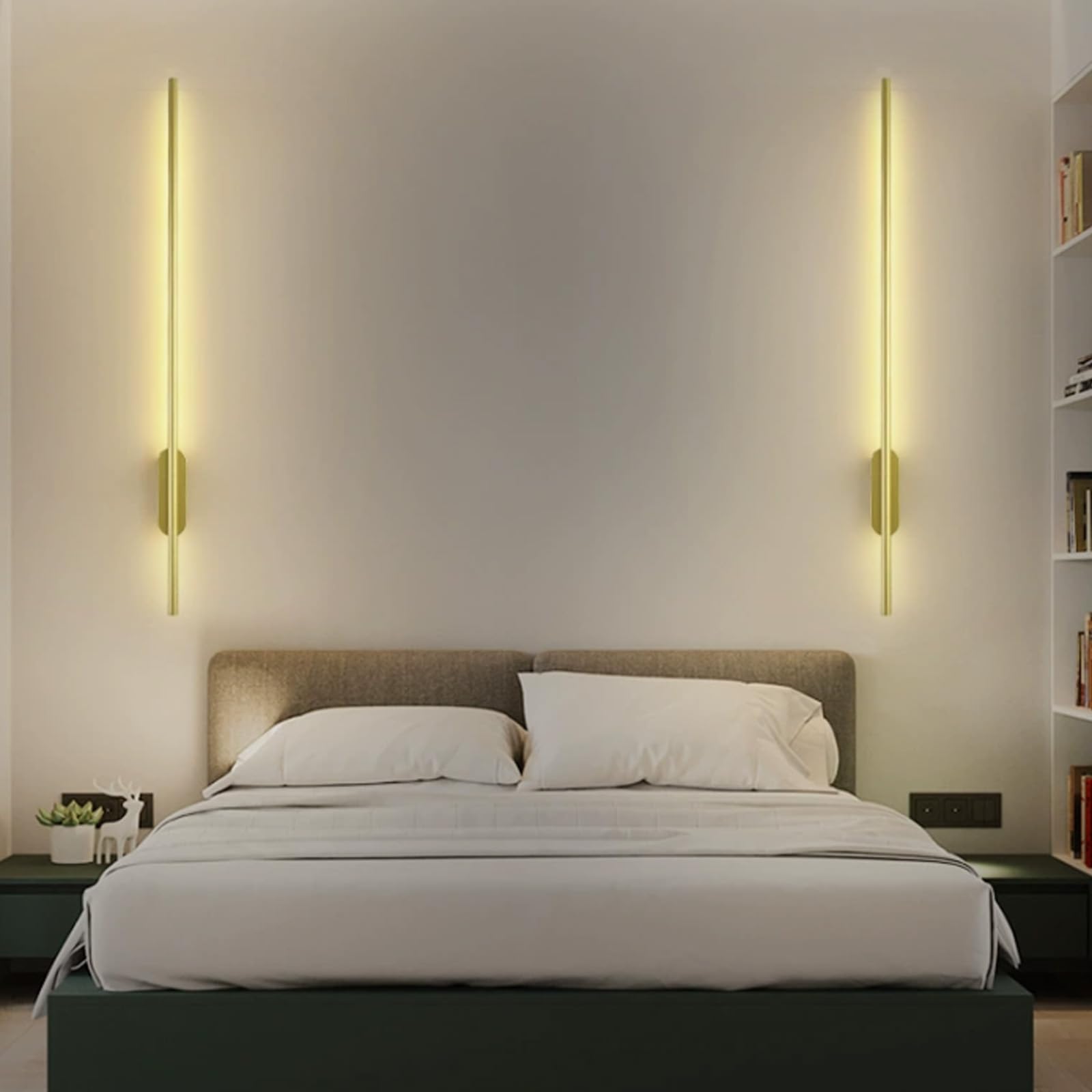 HCZKIUJY LED Wall Sconce - Long Ambient Wall Light, Modern Wall Lamp for Living Room, Hallway, Cloakroom, Bedroom, Corridor, Office, Hotel (Gold Neutral Light-120cm)