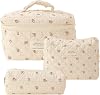JQWSVE Cotton Quilted Makeup Bag Jolly House Floral Coquette Makeup Bag Aesthetic Cute Cosmetic Bag Large Travel Toiletry Bag