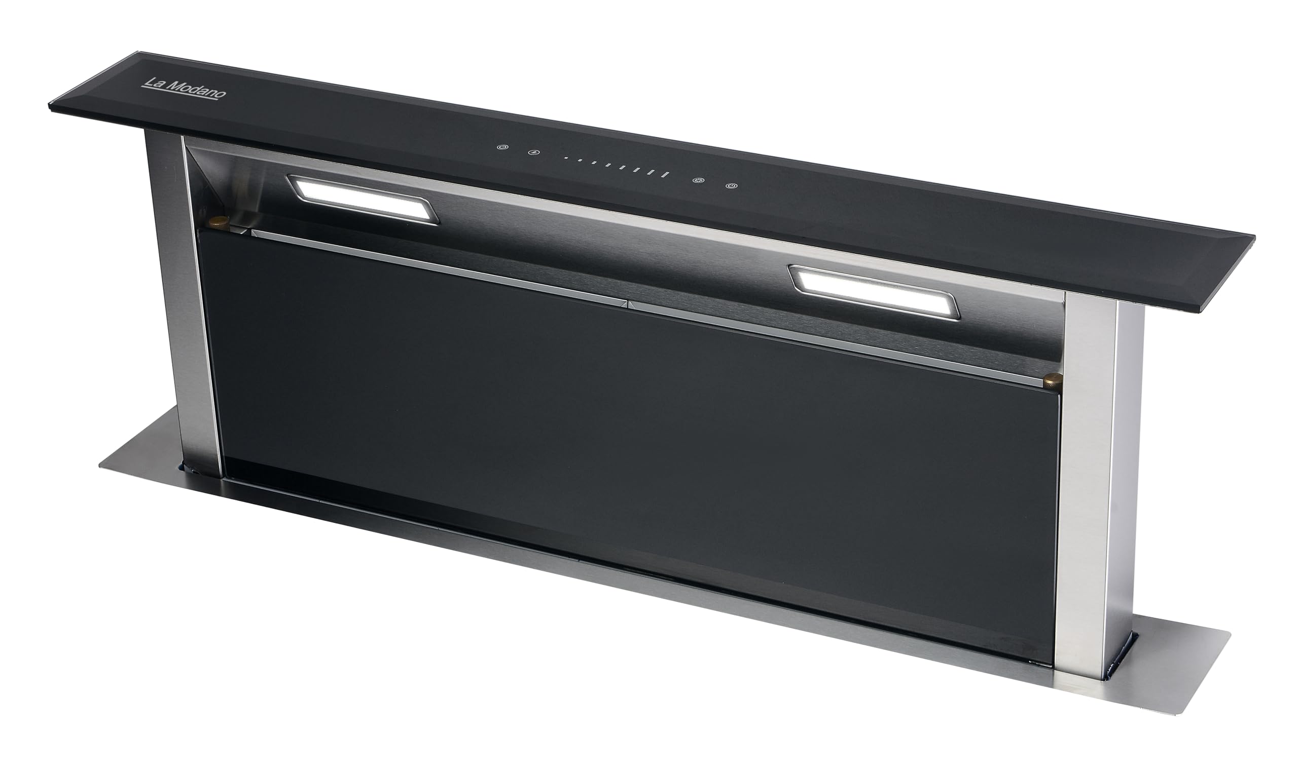 60cm Built-in Downdraft Range Hood, Black Tempered Glass, 3-Speed Sensor With Touch Control, Aluminum and Carbon Filters, LED Lights, 750m³/h Airflow, One year Manufacture Warranty - LMDH60B