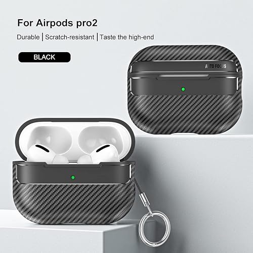 Miniatura 8 de Funda de fibra de carbono para AirPods Pro 2, carcasa suave, a prueba de golpes, funda protectora para AirPod Pro Gen 2 2022 con llavero