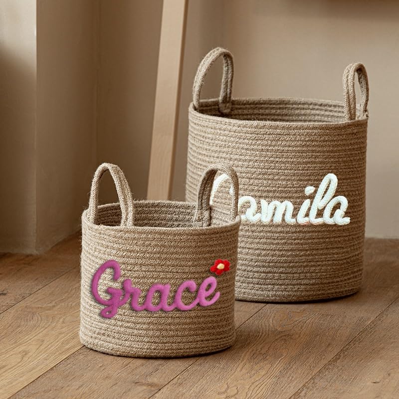 Cesta grande de cuerda de algodón personalizada para organizar juguetes en el cuarto infantil 3